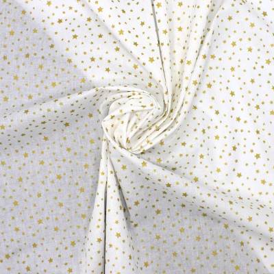 Fabric 100% cotton stars old gold - white