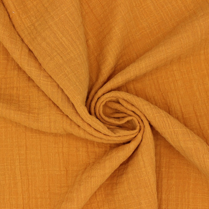 Double cotton gauze with linen effect - ochre