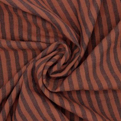 Double-sided striped gauze - charcoal/toffee