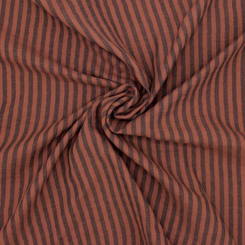 Double-sided striped gauze - charcoal/toffee