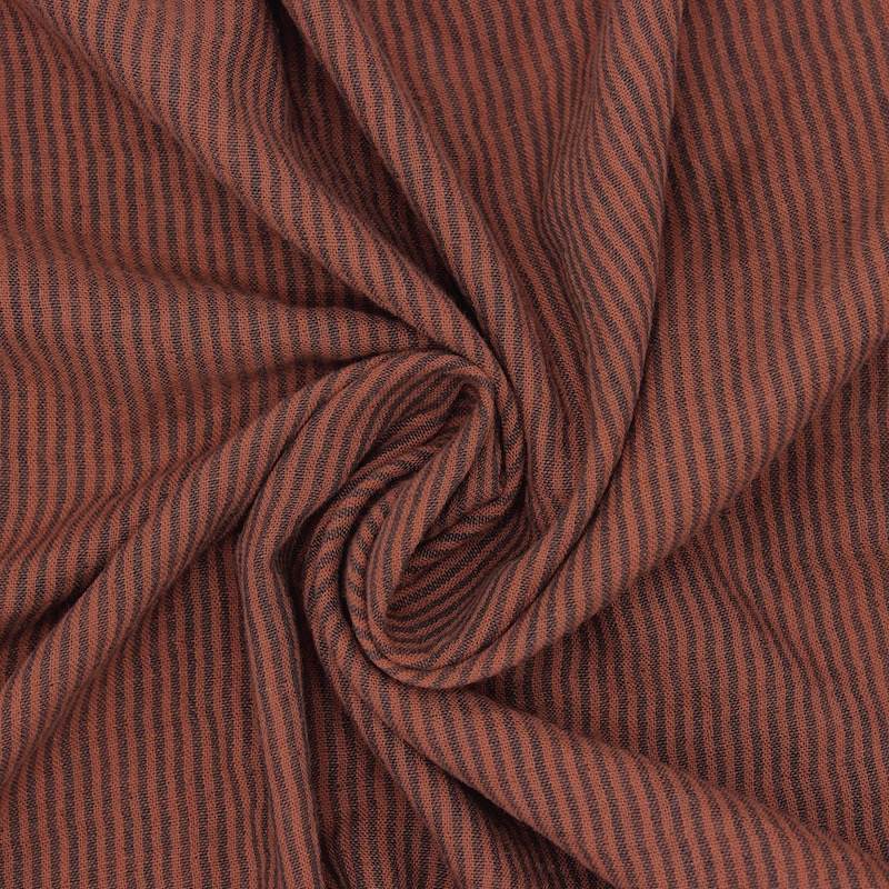 Double-sided striped gauze - charcoal/toffee