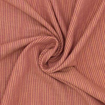 Double-faced striped gauze fabric - cassonade/Dahlia