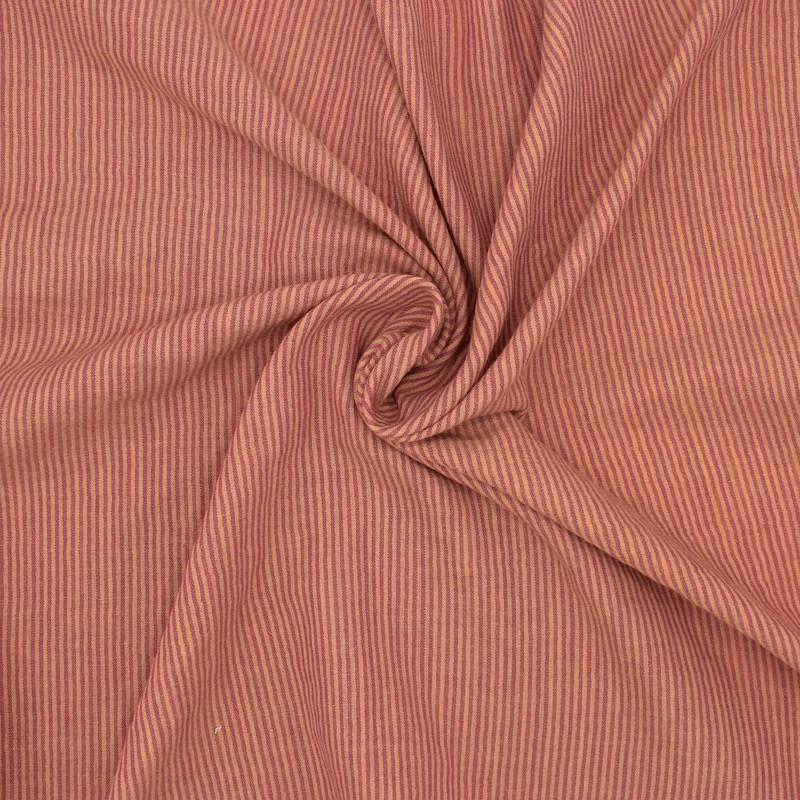 Double-faced striped gauze fabric - cassonade/Dahlia