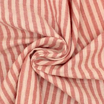 Double-sided striped double gauze - flesh /paprika