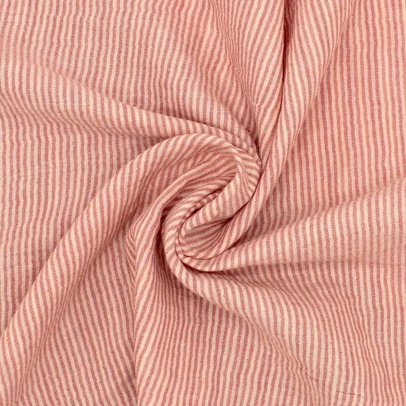 Double-sided striped double gauze - flesh /paprika