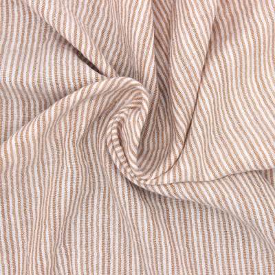 Double-sided striped gauze - caramel/off-white