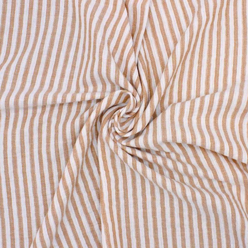 Double-sided striped gauze - caramel/off-white