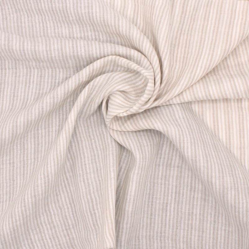 Double-sided striped gauze - pebble/off-white