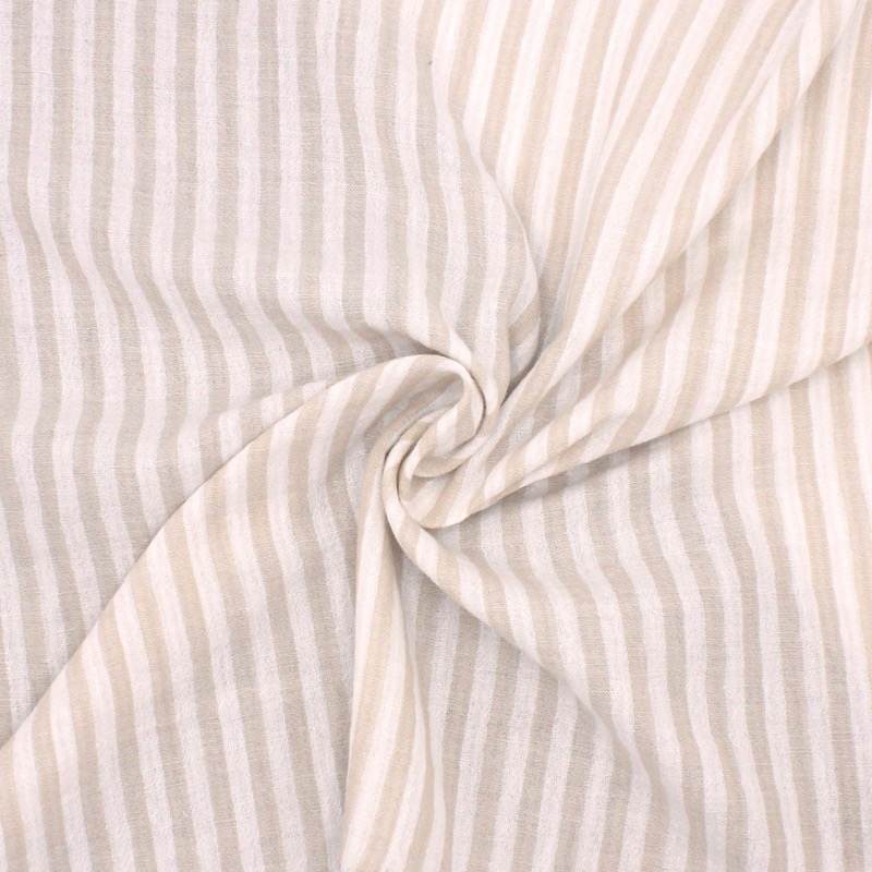 Double-sided striped gauze - pebble/off-white