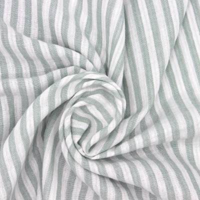 Double-sided striped gauze - verdigris/off-white