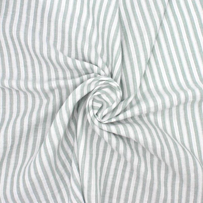 Double-sided striped gauze - verdigris/off-white