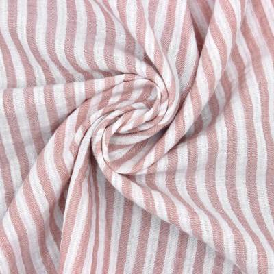 Double-sided striped gauze - old rose/off-white