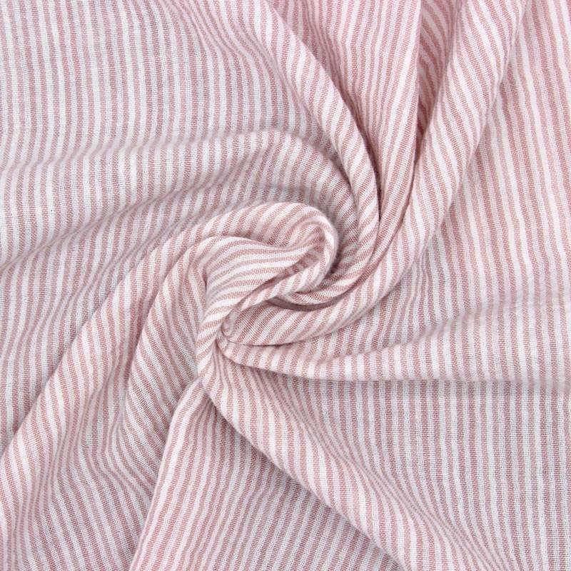 Double-sided striped gauze - old rose/off-white