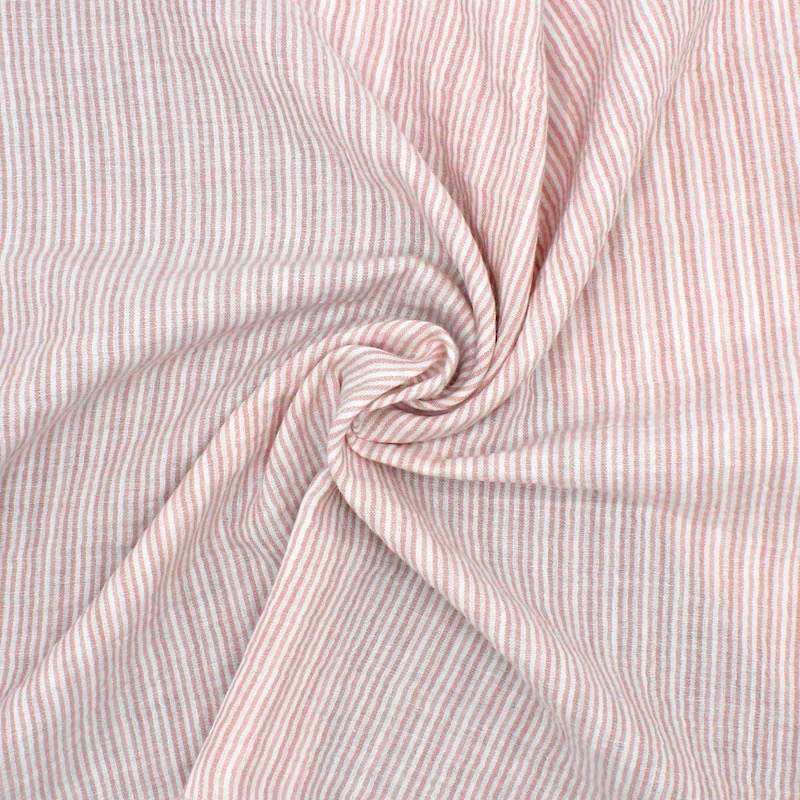 Double-sided striped gauze - old rose/off-white