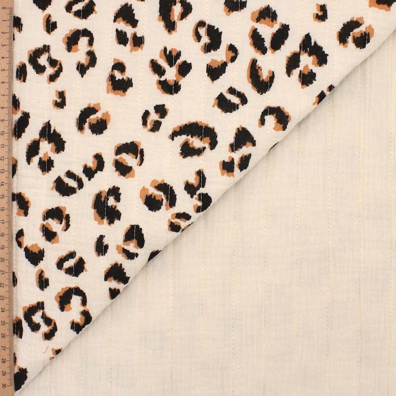 Leopard quilted double-faced double gauze - ecru