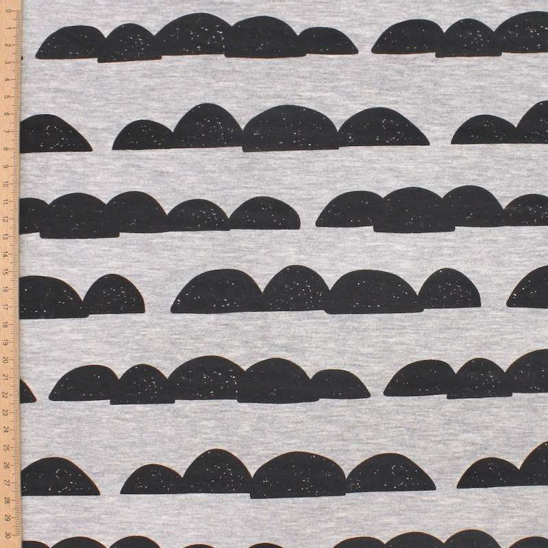 Small mountains grey mottled jersey fabric