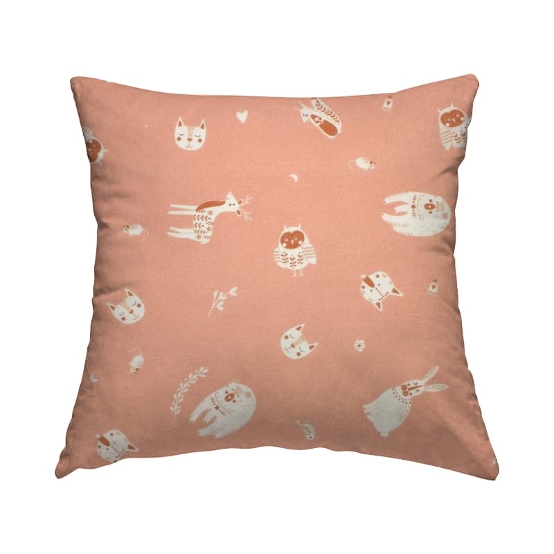 Tissu coton animaux - rose