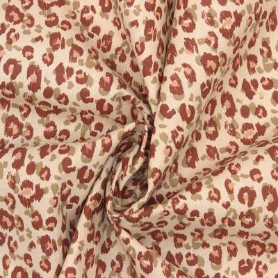 100% cotton animal print fabric - beige/brick