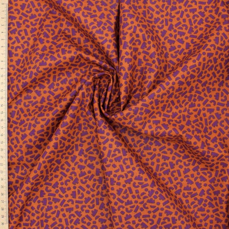 100% cotton fabric, small pattern print - rust