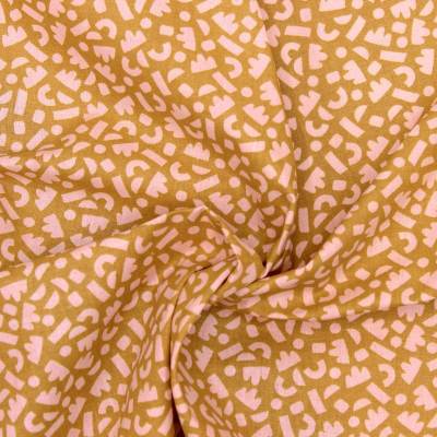 100% cotton fabric, small print - camel