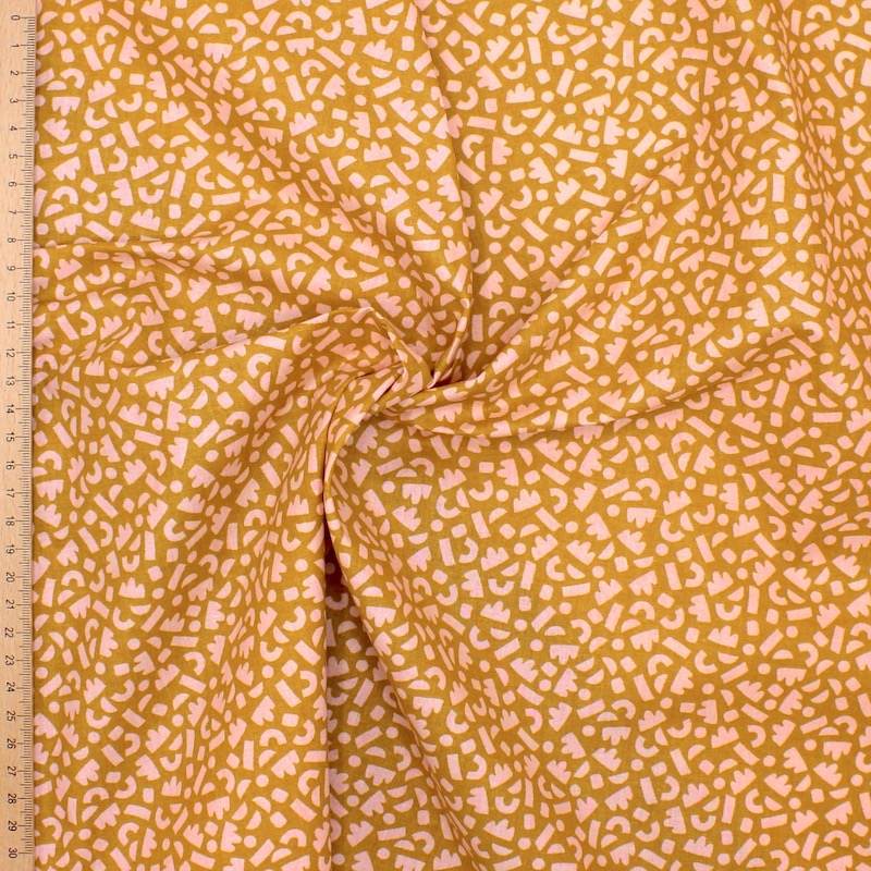 Tissu 100% coton imprimé petits motifs - camel