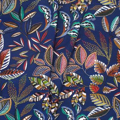 Vegetal jacquard fabric - blue