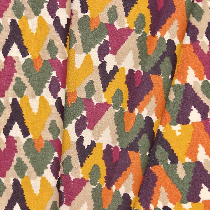 Coated cotton fabric with graphic print - multicoloured