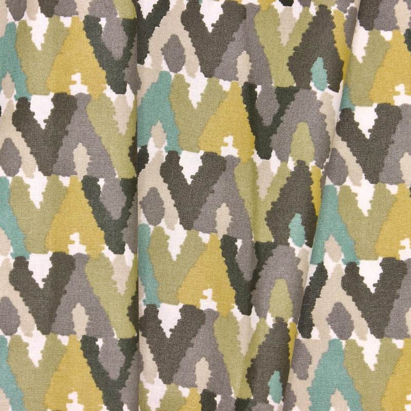 Coated cotton fabric with graphic print - green