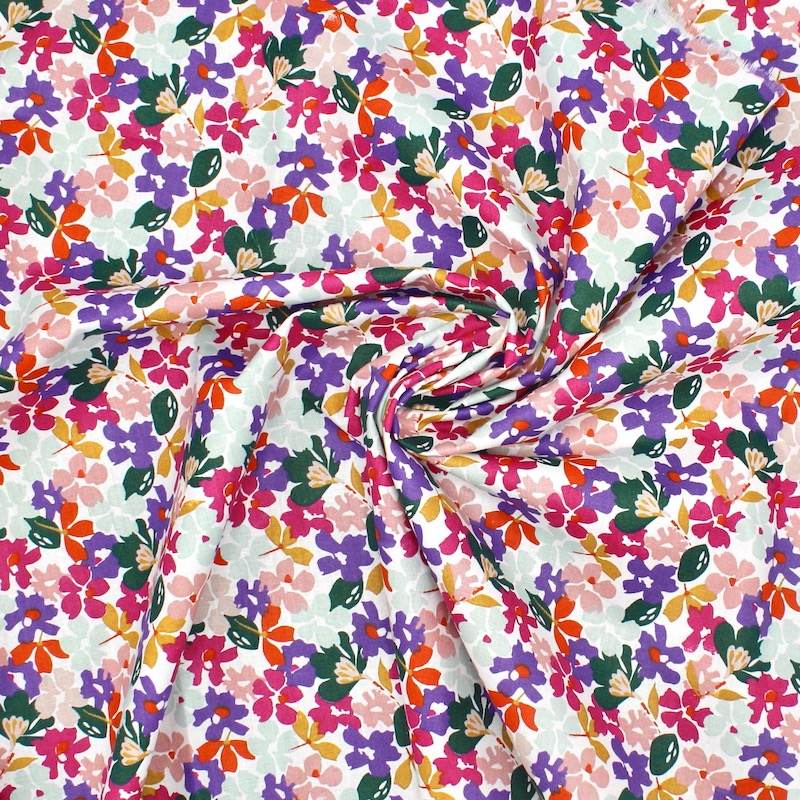 100% cotton fabric, flower print - multicoloured