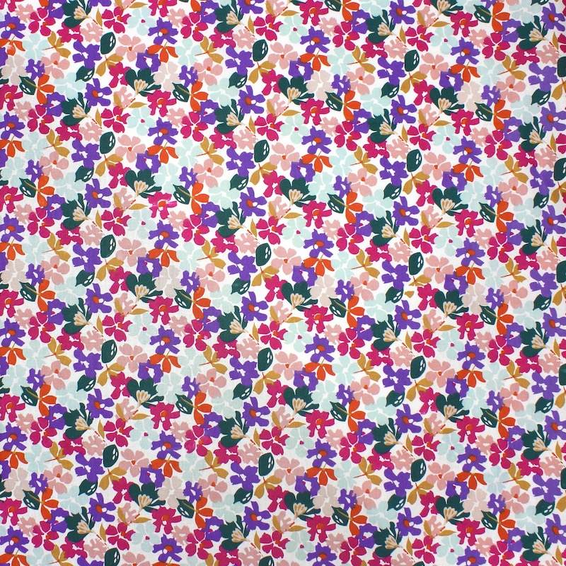 100% cotton fabric, flower print - multicoloured