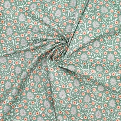 100% cotton flower print fabric - green