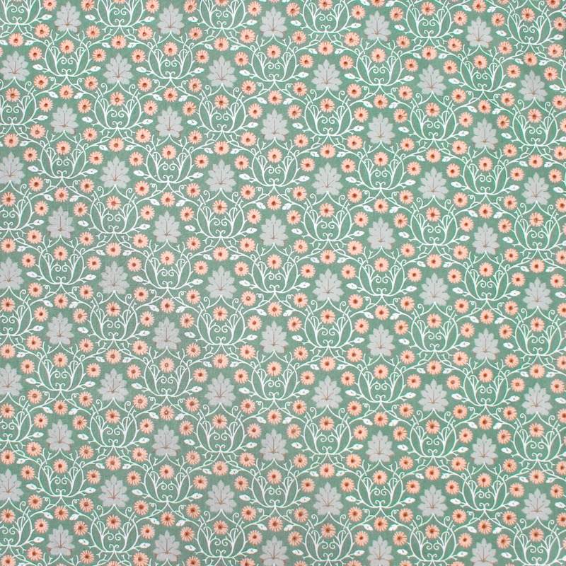 100% cotton flower print fabric - green