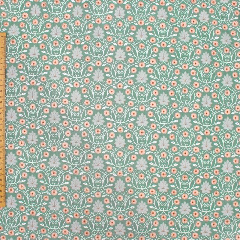 100% cotton flower print fabric - green