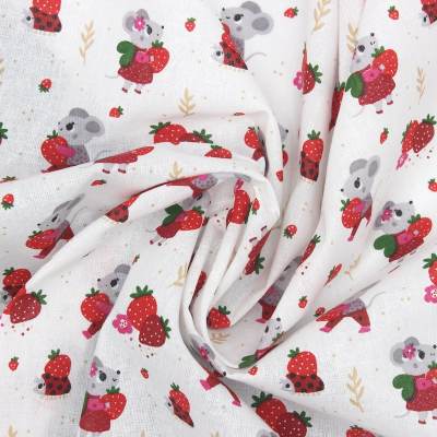 100% cotton child print fabric - white