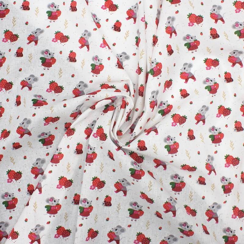 100% cotton child print fabric - white