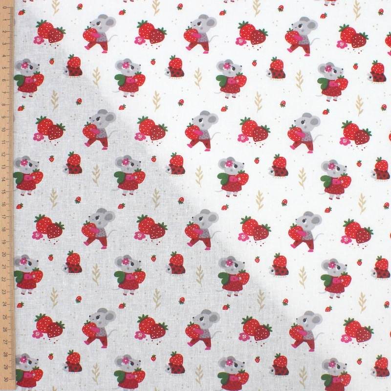 100% cotton child print fabric - white