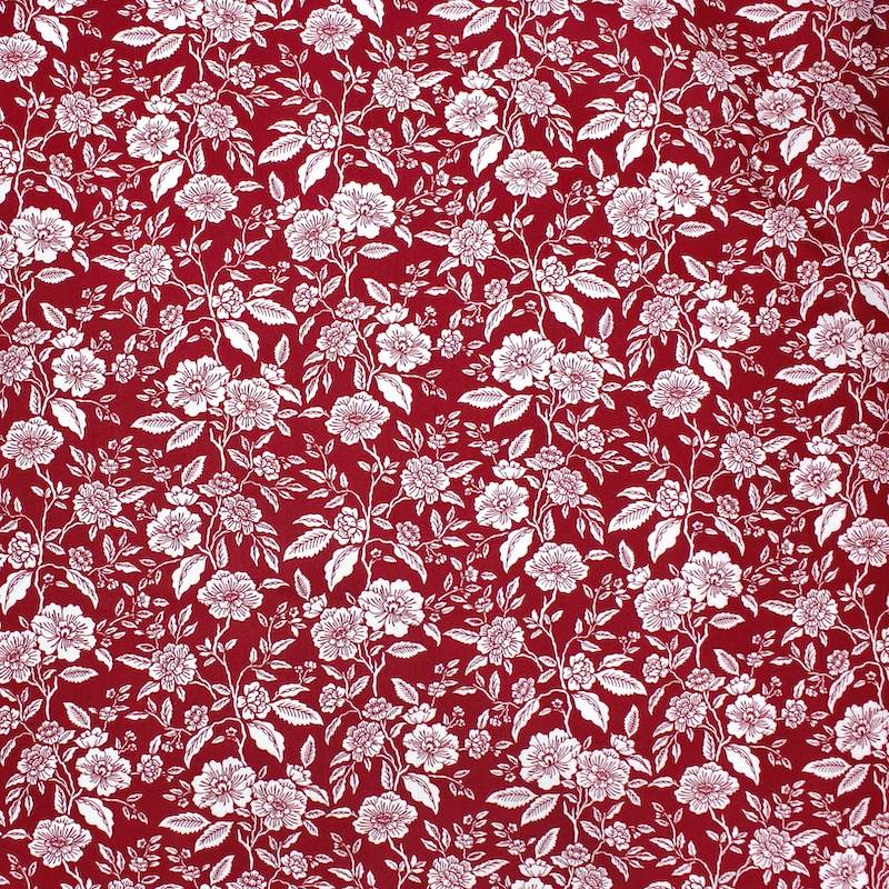 100% cotton floral fabric - burgundy