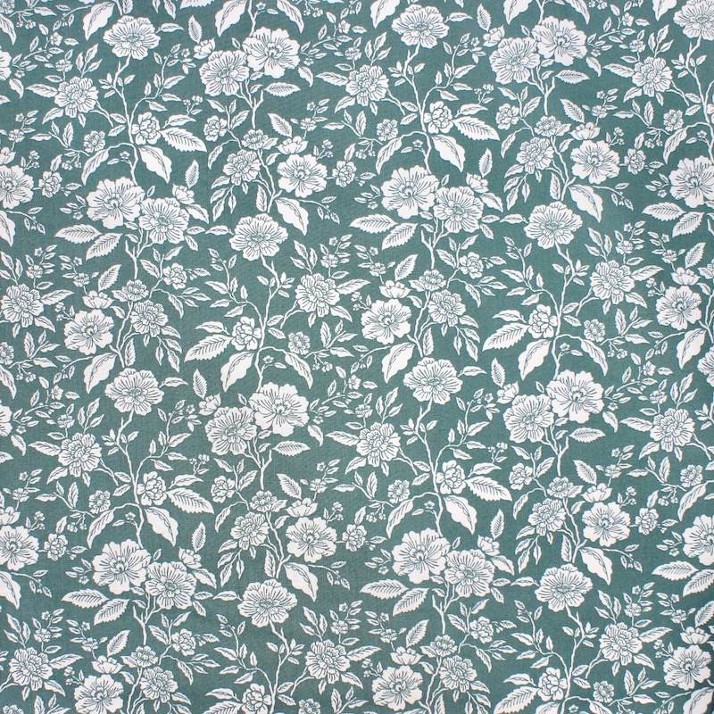 100% cotton flower print fabric - green