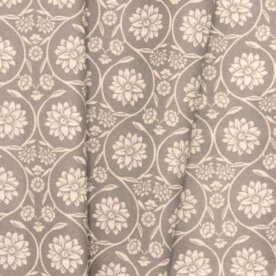 Tissu coton enduit fleurs - gris