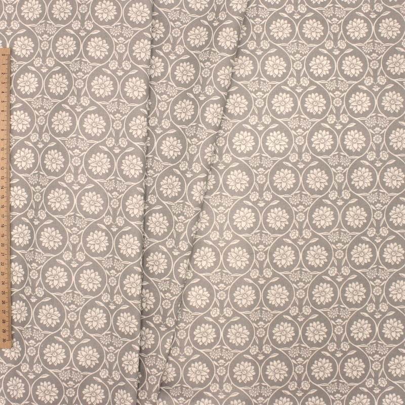 Floral print coated cotton - grey