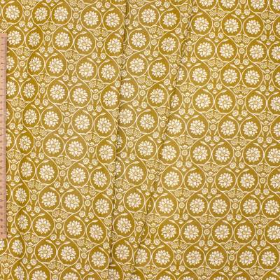 Floral print coated cotton - mustard