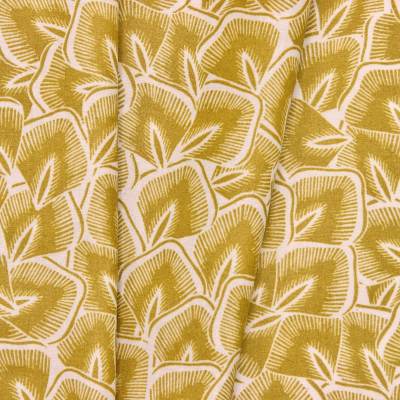 Coated cotton with vegetable print - mustard