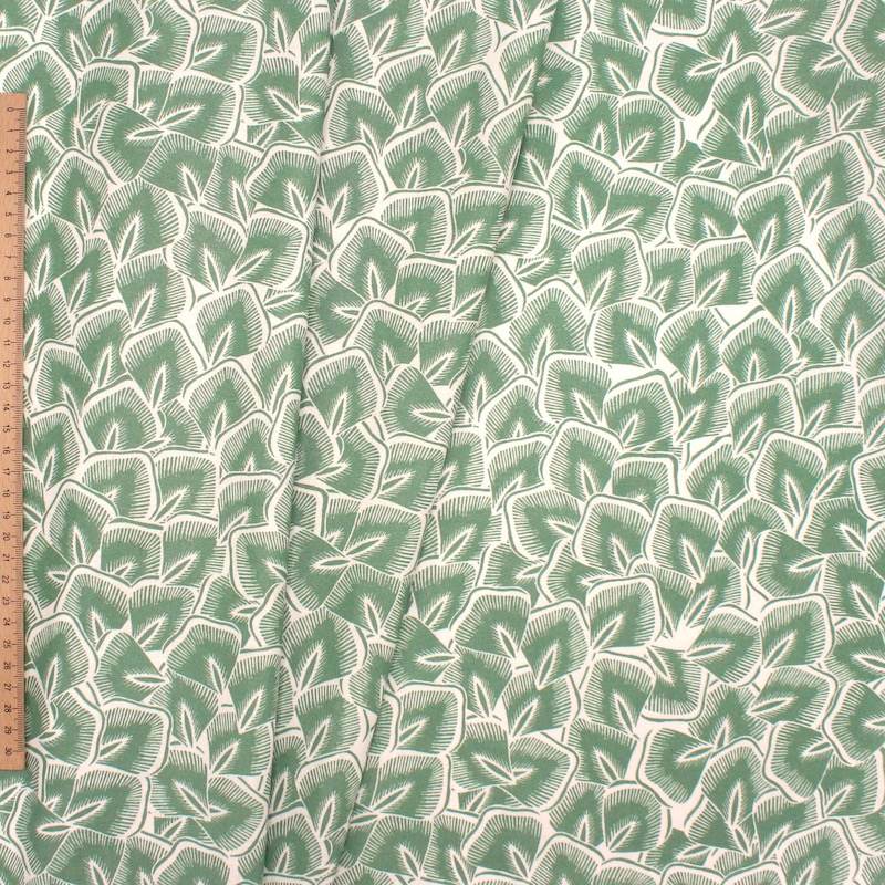 Tissu coton enduit feuilles - vert