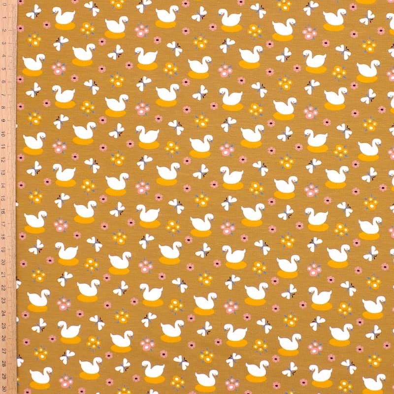 Tissu jersey canard  - moutarde