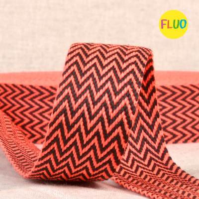 Sangle chevron bicolore - noir et rose fluo