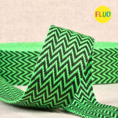 Sangle chevron bicolore - noir et vert fluo