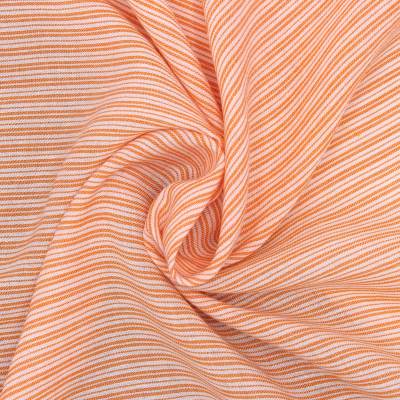 Striped fabric in viscose and linen - orange 