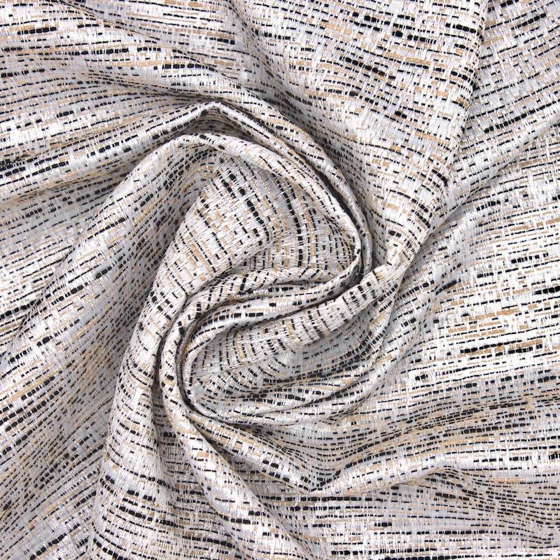 Jacquard fabric - white, beige and black