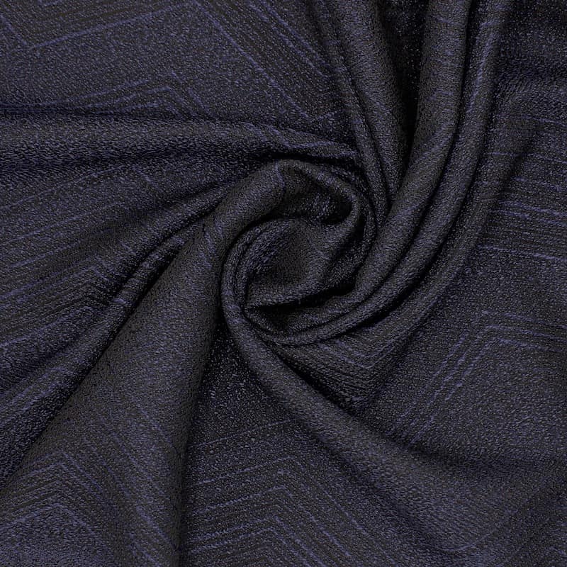 Fabric in viscose and polyester - black and navy blue 