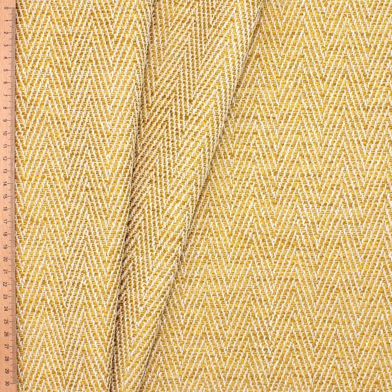 Jacquard upholstery fabric - ecru and mustard